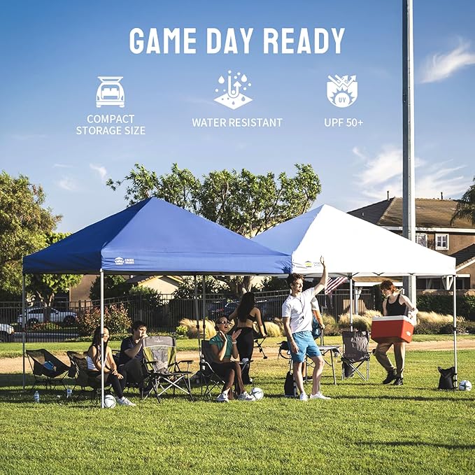 CROWN SHADES 8x8 Pop Up Canopy - Beach Tent with One Push Setup - Easy Outdoor Sun Shade for Events, Parties, Camping - Gazebo with STO-N-Go Cover Bag, Silver Coated Top, White