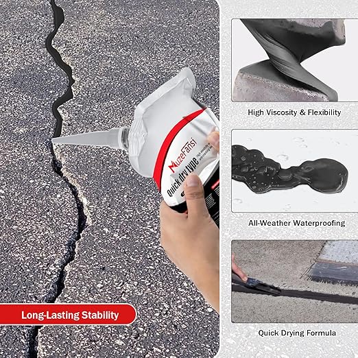 Asphalt Crack Filler, Crack Repair Sealant, Driveway Crack Sealer for Asphalt & Blacktop, Fast-Drying, Weather-Resistant, Easy to Apply Pavement Repair Sealant(2 Pcs,2.2LB)