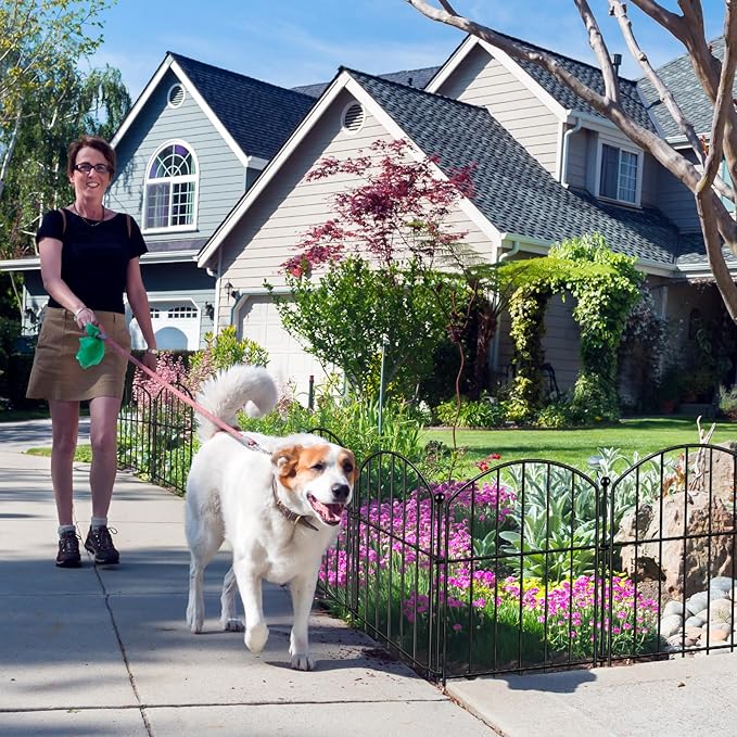 Decorative Garden Fence 17in (H) x30ft (L), Arched Rustproof Metal No Dig Fence for Dogs & Rabbit, Ornamental Animal Barrier for Flower Beds, Border Panels Fencing for Yard & Patio Outdoor Decor