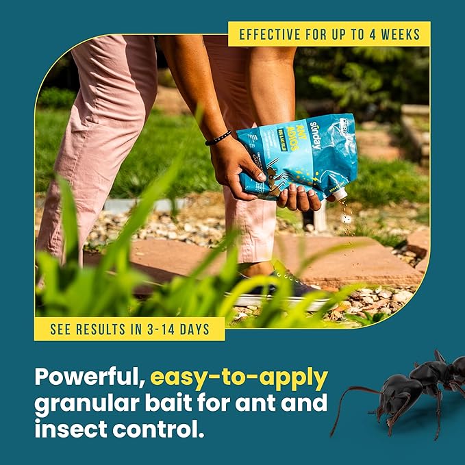 Sunday Ant Adios - Bug & Ant Killer - Outdoor Insect Control Uses Spinosad to Eliminate Ants, Earwigs, Cutworms, & More - for Organic Gardening - Treats 4,000 sq ft - Results in 3-14 Days - 2lbs