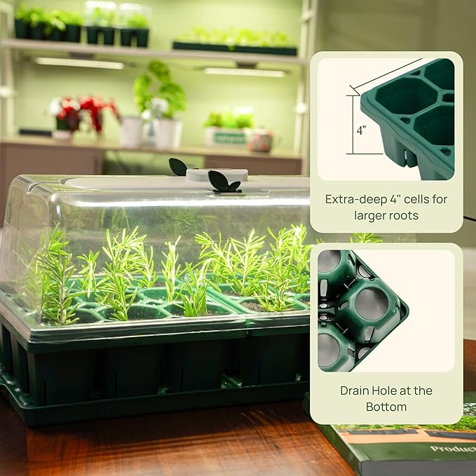 Vego garden Germination Bundle,4 Pack Jumbo and1 Pack Giga Seedling Trays with Seedling Tray Lids and 10" x 20" Seedling Humidily Dome