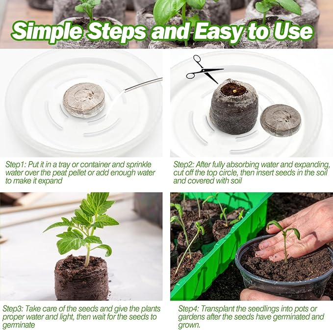 ZeeDix 100 Pcs (36mm) Peat Pellets for Seedlings, Compressed Seed Starting Plugs Pallet Potting Soil Block, Seed Starter Pellets Soil Pods for Planting Flowers, Herbs and Vegetables