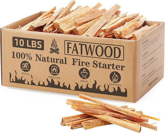 10 lbs Fatwood Fire Starter Sticks, 100% Natural Kindling Firewood Firestarter for Stoves, Pine Wood for Fireplaces, Campfires, Bonfires, Grill