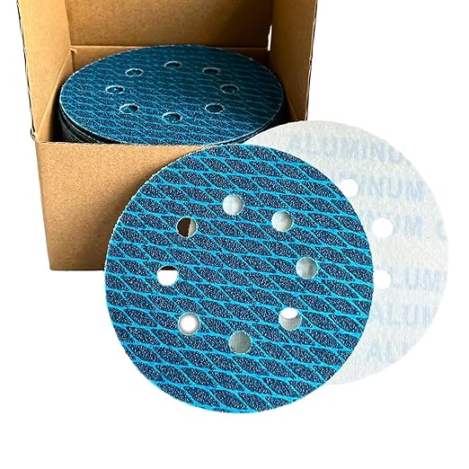 50pcs 5 inch Sanding Discs Hook and Loop Diamond Shape, Anti-Clogging Orbital Sander Sandpaper 80 Grit, Aluminum Oxide Sandpaper 8 Holes (80#)
