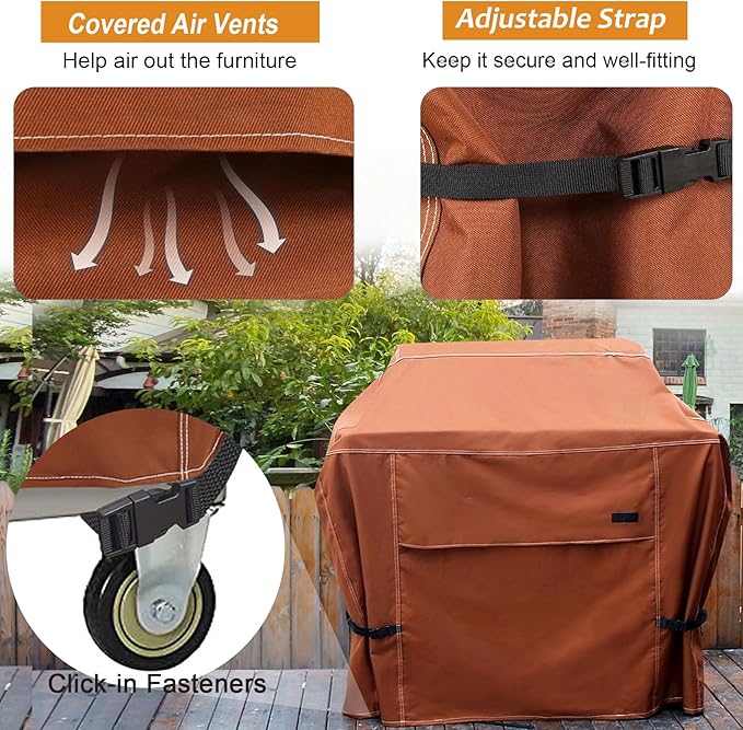 NettyPro Grill Cover Heavy Duty Waterproof 44 inch, Outdoor 2 Burners Gas BBQ Cover for Outside Weber, Char-Broil, Brinkmann, Nexgrill Barbecue, Brown