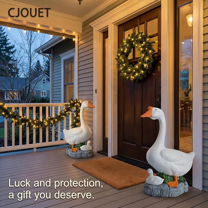 18-inch Statue, Resin Statue,Outdoor Statues,Hidden Key Pocket, Outdoor/Indoor Goose Statue for patios and terraces. The Porch Goose Protection and Courage, Making it a Suitable Gift.