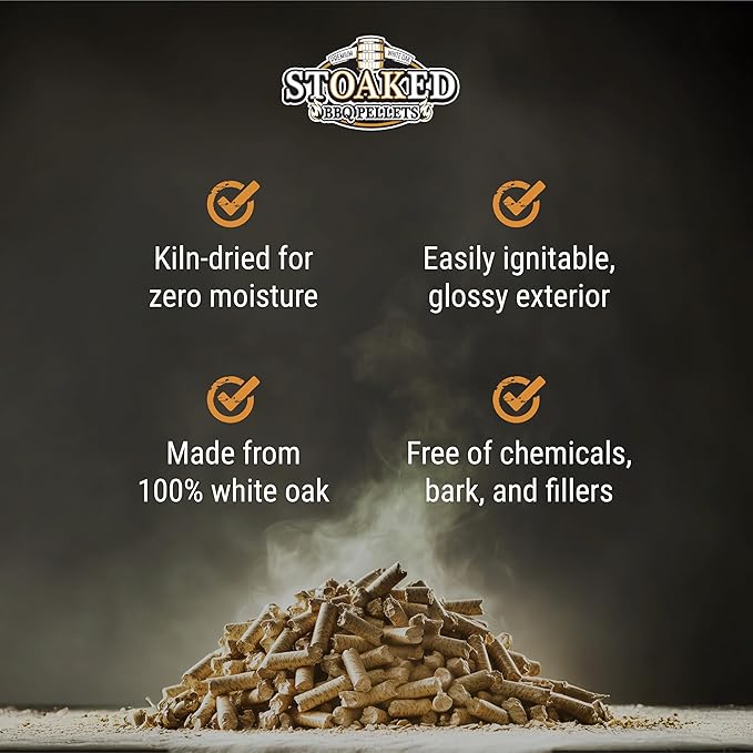 Stoaked BBQ Pellets for Smoker, Natural White Oak, Winter Smoker Fuel for BBQ Grill, Fireplace & Wood Stove, Traeger Grill Compatible, 20 lbs