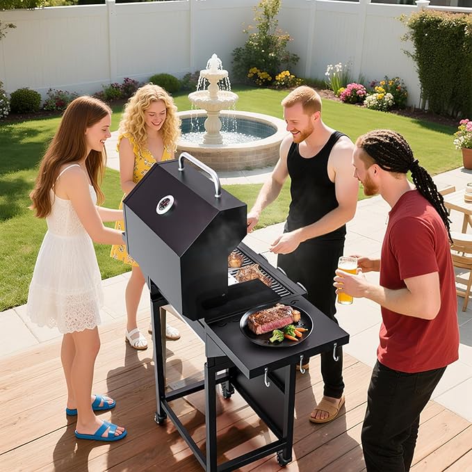 40,000 BTU Propane Grill, 3 Burner BBQ Barbecue Gas Grill with Side Burner and Stainless Steel Grates for Patio, Camping, Outdoor Cooking