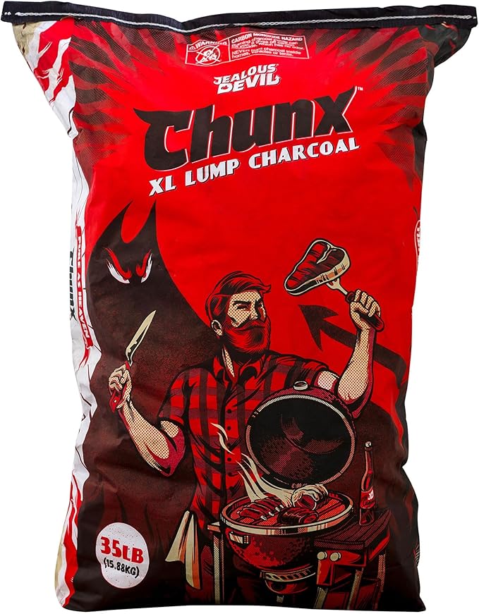 Jealous Devil 100% All Natural Pro Restaurant Quality Hardwood Lump Charcoal for Grilling and Smoking, 35 Pound Bag