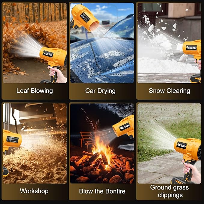 Rozlchar Cordless Leaf Blower Compatible for DeWALT 20V Batteries(No Battery), Variable Speed Handheld Turbo Blower with Brushless Motor, Portable Dust/Snow Cleaner for Lawn, Patio
