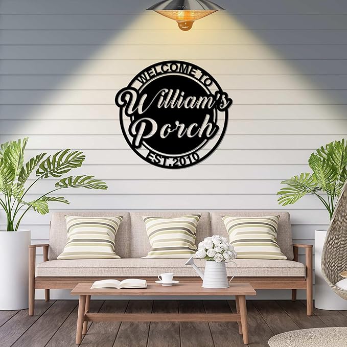 Custom Signs Outdoor Metal, Personalized Porch Backyard Patio Decor, Business Sign with Your Own Text, Monogram Wall Art Decor, Christmas Housewarming Wedding Gifts