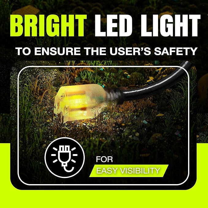 3ft Outdoor/Indoor Extension Cord 10/3 Gauge Ultra Heavy Duty 3 Prong SJTW, Waterproof, Flexible Cold-Resistant Long Power Cord,15A 125V 1875W, Black by LifeSupplyUSA