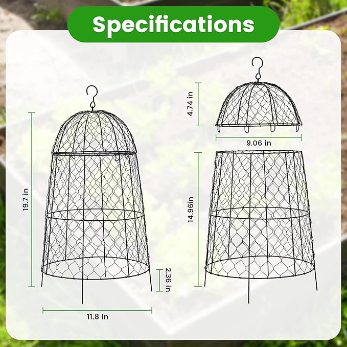 12Pcs garden cloche for plants,11.8×19.7in large size plant cages for outdoor plants,split design and anti-rust coated chicken wire cloche,sturdy and not easy to deform,plant cages to keep animals out