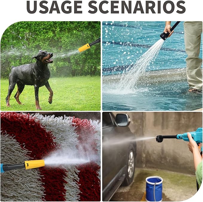 Cordless Pressure Washer, Portable Power Cleaner, 750PSI High Pressure Water, 3 Speed, 6-in-1 Nozzle Handheld Pressure Washer for Car, Home, Garden Cleaning (2 Batteries)