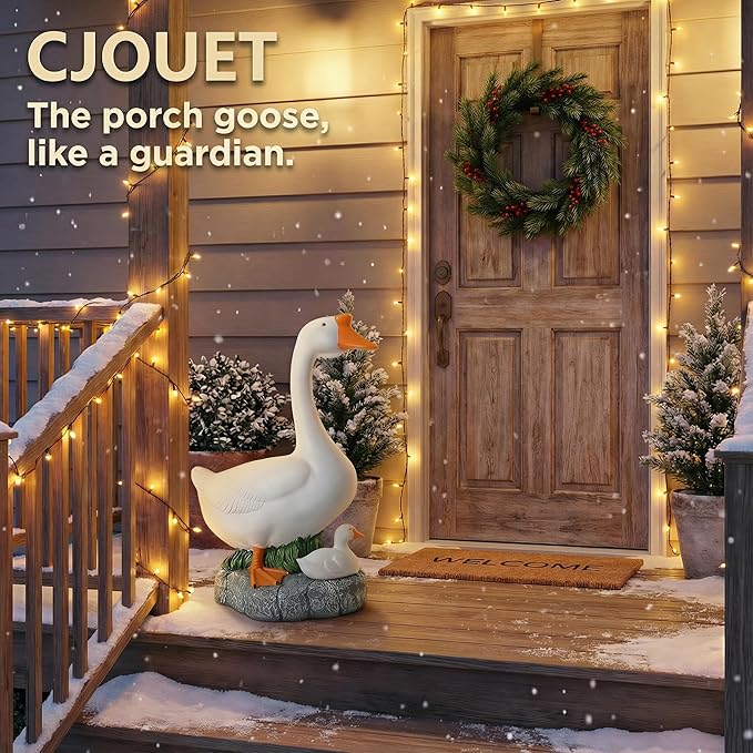 18-inch Statue, Resin Statue,Outdoor Statues,Hidden Key Pocket, Outdoor/Indoor Goose Statue for patios and terraces. The Porch Goose Protection and Courage, Making it a Suitable Gift.