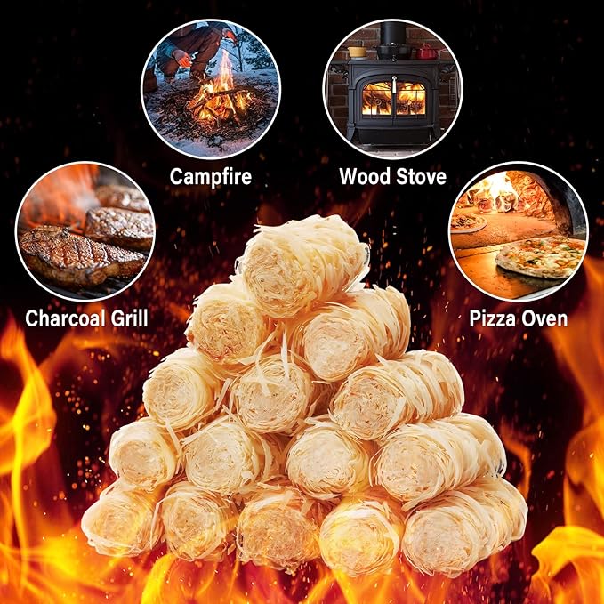 HGD Natural Fire Starters (50pcs) - Weather-Resistant Charcoal Starters for Indoor Fireplace, BBQ, Campfire, Wood Stove, Chimney, Fire Pit, Grill & Outdoor Use - Easy Lighting