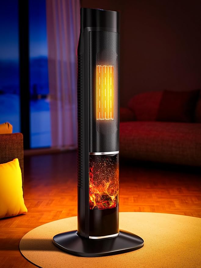 Uthfy Space Heater for Large Room,1500W Portable Electric Tower Heaters for Indoor Use,120° Oscillating PTC Ceramic Heater with 24H Timer,Thermostat,Remote,for Office Bedroom Living Room