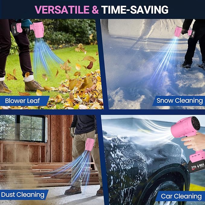 Mini Small Handheld Cordless Leaf Blower with 2×4.0Ah Batteries & Charger – Portable Electric Rechargeable Blower, 500,000 RPM Turbo Jet High Power, Lightweight for Yard, Patio & Garage Cleaning
