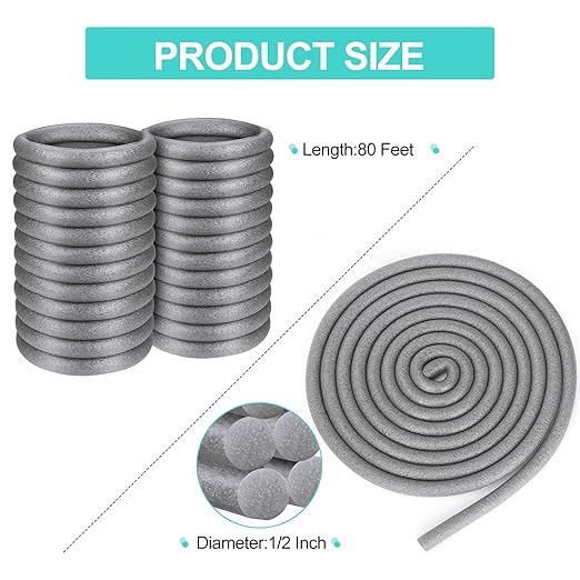 1/2" Diameter x 80' Length Backer Rod Caulk Saver Foam Backer Rod for Gaps and Joints Backing Concrete Filler