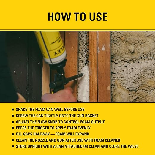 Stanley PRO-FG2 Foam Gun – High Precision Professional Grade 8" Applicator with Teflon Coated Basket, Metal Body & Extension Nozzles | for Expanding Insulation Foam | 1 Pack, 8 in