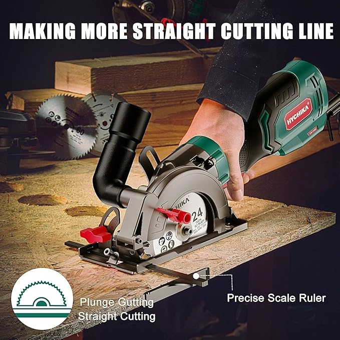 HYCHIKA 6.2A Mini Circular Saw with 3 Blades, Reciprocating Saw, 2-Tool Power Tool Combo Kit