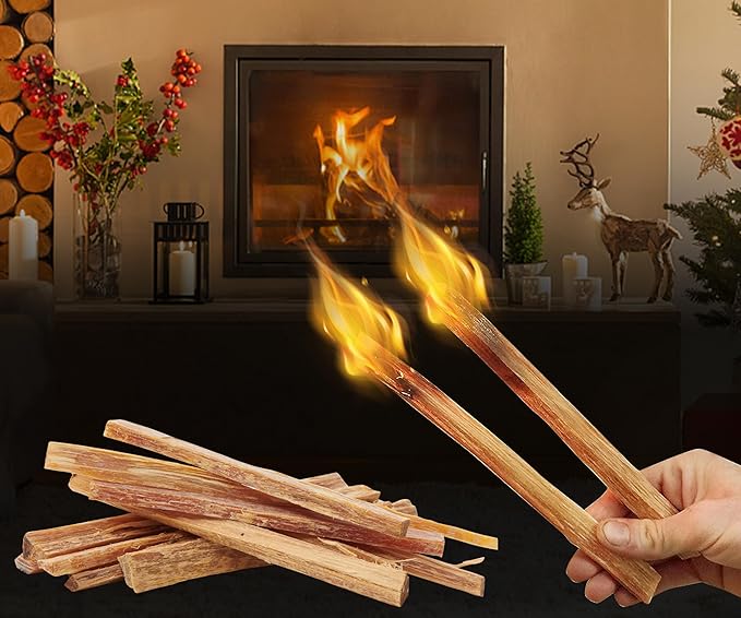 15 lbs Fatwood Fire Starter Sticks, 100% Natural Kindling Firewood Firestarter for Stoves, Pine Wood for Fireplaces, Campfires, Bonfires, Grill