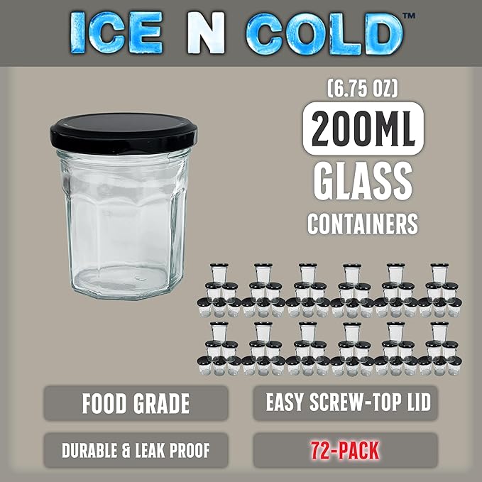 6.76 oz / 200ml Multi-Use Glass Jars with Leakproof Clear Lid, Reusable & Eco-Friendly – Ideal for Jams, Sauces, Spices; Lead -Free and BPA-Free Glass Bottle (72)
