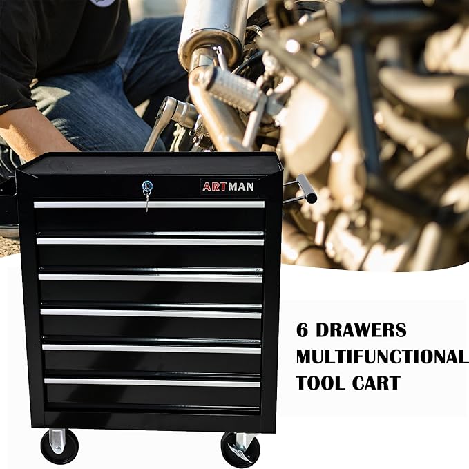 6 Drawers Tool Cart on Wheels,Multifunctional Rolling Tool Chest Tool Storage,Drawers Rolling Tool Trolley Organizer Tool Case for Garage,Warehouse,Workshop,Repair Shop