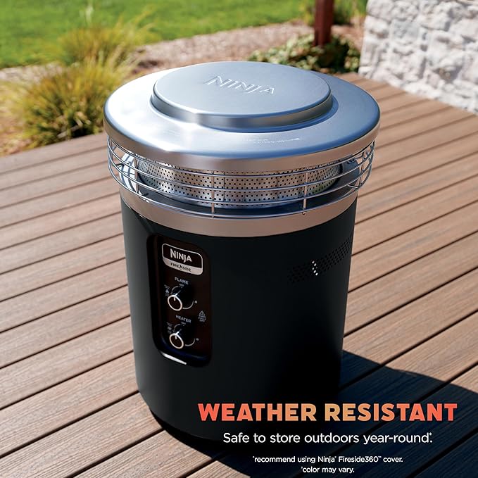 Ninja |Fireside360™ | Outdoor Heater & Fire Pit| 3 Modes: Flame, Heat, Flame & Heat| Portable for Patio, Deck, Camping, Beach | Easy Control Flames & Heat| Push to Start Ignition| Stone | OF101ST