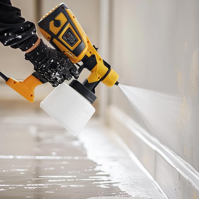 Paint Sprayer 1000W Powerful HVLP Spray Gun Electric Perfect for House Painting, Furniture, Cabinets, Walls, Doors, Fences 4 Nozzles for Precise Finish Easy to Clean