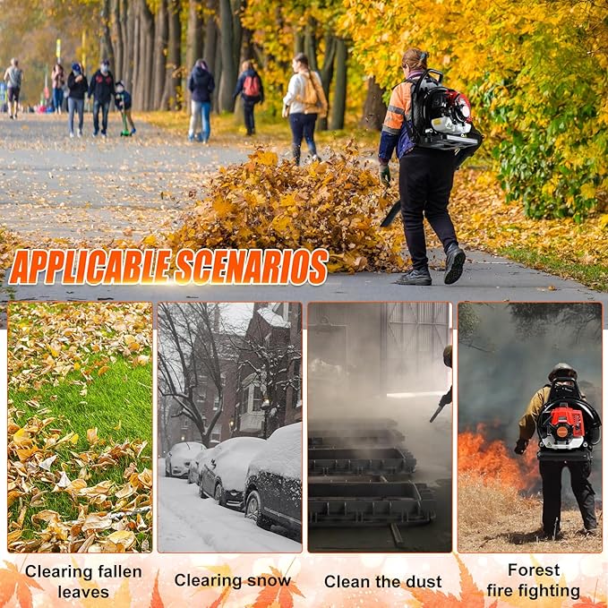 Backpack Leaf Blower, 63cc Backpack Blower, 700 CFM/200 MPH, for Wet Leaf & Debris Clean & Snow Removal