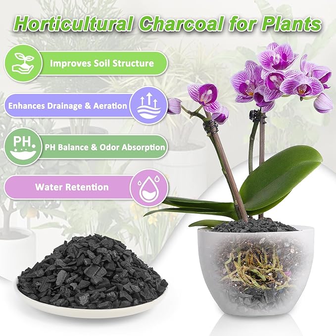 18 Quarts Horticultural Charcoal for Indoor Plants-Hardwood Potting Soil Amendment for Orchids, Succulent, Cactus, Terrariums, and Gardening