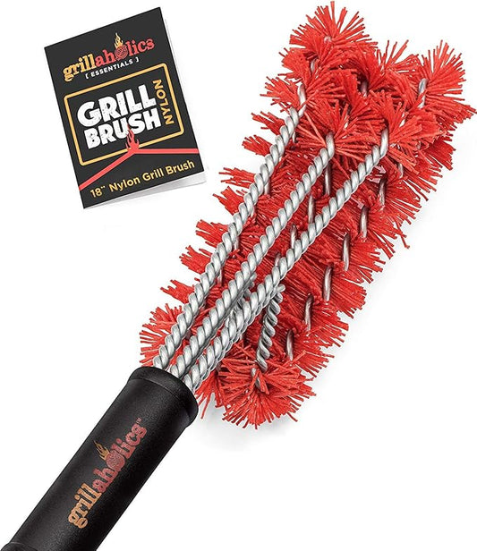 Grillaholics Essentials Nylon Grill Brush - Bristle Free Alternative - Nylon Cold Scrub Technology Cleans Between The Grates - Lifetime Manufacturer's Warranty