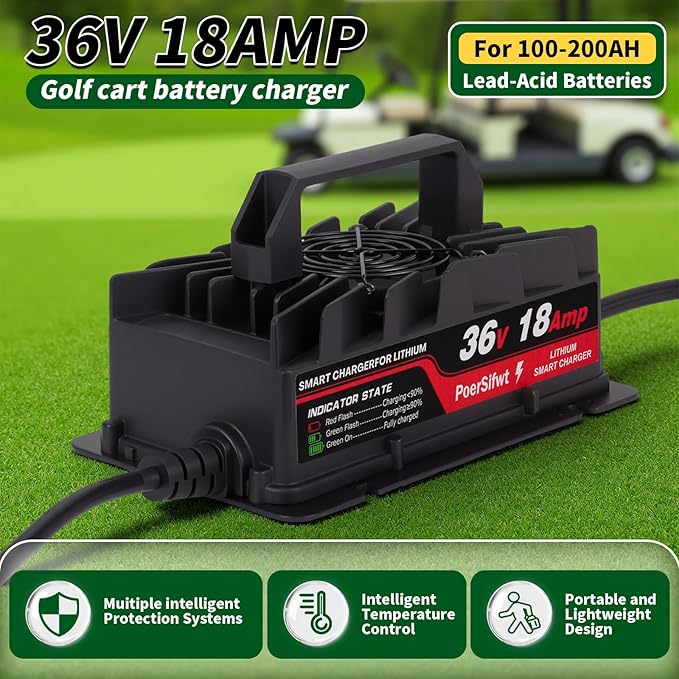 43.8V 18A LiFePO4 Battery Charger, 48V 18A Smart Lithium Battery Charger with LED Light, Waterproof 48 Volt Charger for Electric Forklift, Scooter, Tricycle, AGV Robot, Solar Energy