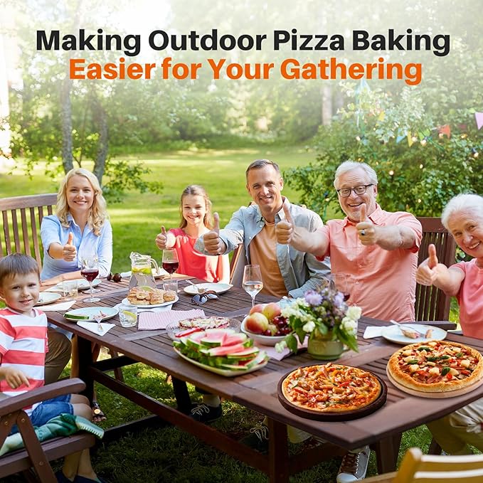 Multi-Fuel Pizza Oven Outdoor,12" Wood Fire & Propane Pizza Oven, Portable Rotating Pellet Gas Pizza Maker for Grill with Thermometer,Dual Fuel Stainless Steel Pizza Maker for Backyard Camping