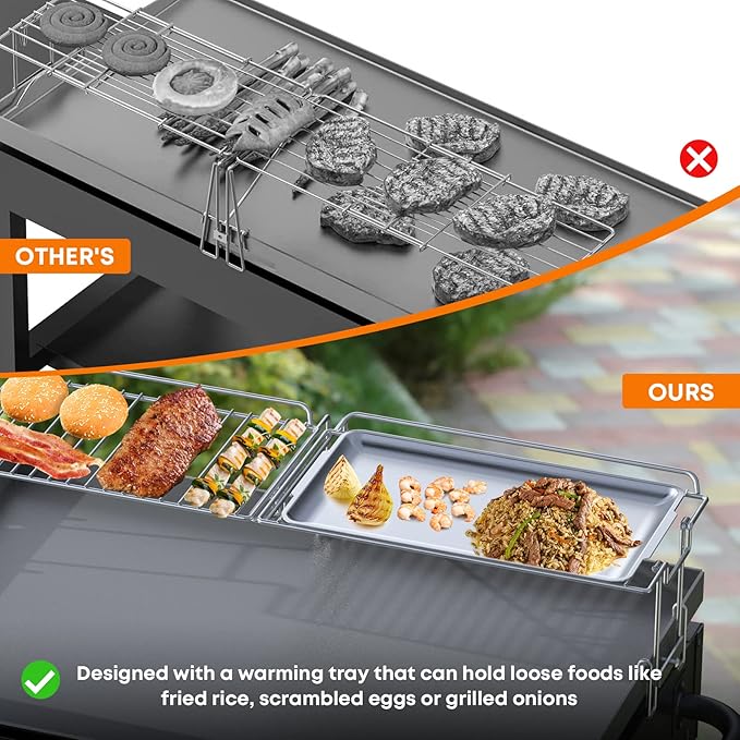 Stanbroil Griddle Warming Rack and Tray for 28" Blackstone Griddle - Foldable Cooking Grate BBQ Accessories Compatible with 28" Blackstone Griddle (Not Work with Hood)