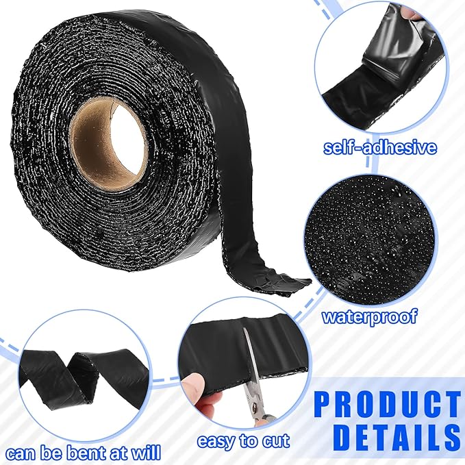Fabbay 2 Rolls Asphalt Crack Filler Tape Asphalt Tape for Driveway Repair Joint and Crack Sealer for Tarmac Parking Lot Roof Cement Road, 50 Feet Each Roll (2 Inch)