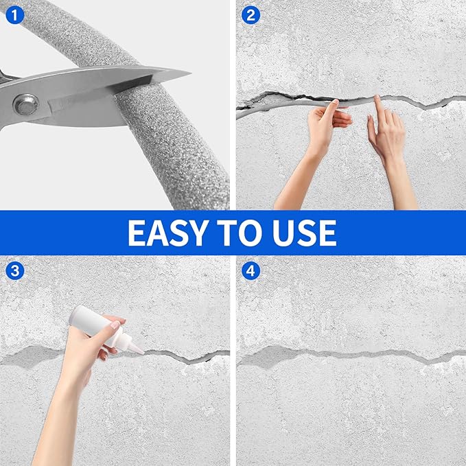 Backer Rod Foam Gap Filler Crack Filler for Concrete Repair Caulk Saver Backing Rod Concrete Expansion Joint Rope Caulk for Sealing Gaps, Expansion Joints, Crack Filling (Gray, 1/2 Inch x33 Ft)