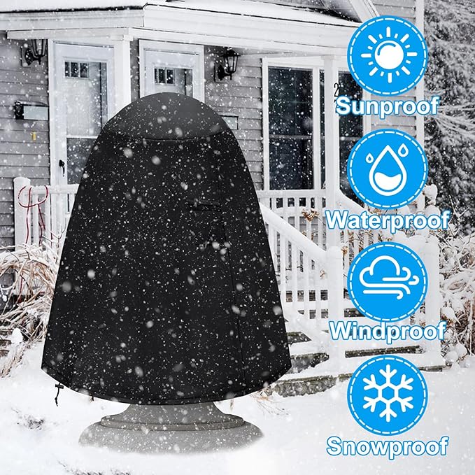 Fountain Cover（36"x42"） 600D Oxford Cloth Garden Fountain Statue Protective Cover, Fountain Protector with Drawstring Weather Resistant for Winter Outdoor Patio Fountain (36"x42"- black)