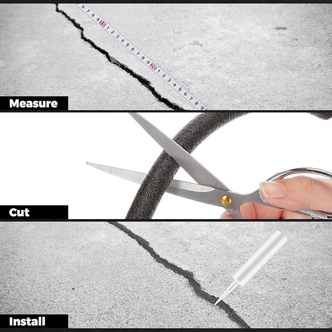 Backer Rod Concrete Crack Filler Set 1/2inchx50ft Foam Backer Rod with 2 Pcs 10.2 oz Self-Leveling Sealant, Waterproof, Weather Resistant for Gap Concrete Crack Fi Ller Cement Repair(Black)