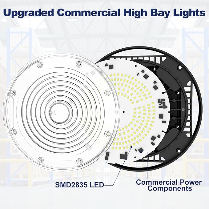 CINOTON 160W UFO LED High Bay Light, Aluminum LED Shop Lights with 24000LM, 5000K Commercial Bay Lighting for Warehouse Garage Workshop Factory Studio, 6' Cable & Safety Rope, ETL Listed 4 Pack