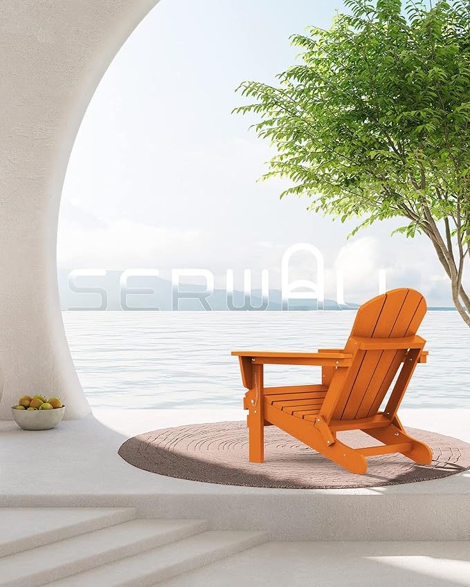 SERWALL Adirondack Chair Set of 8 for Patio Garden Outdoors Fire Pit- Apricot