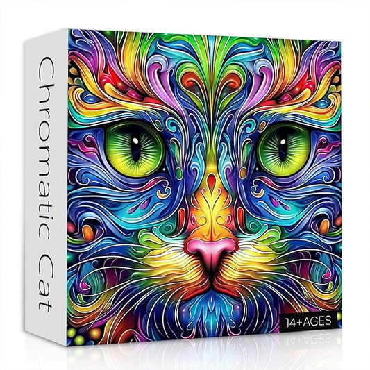 Cat Puzzles for Adults 1000 Pieces, Fantasy Animal Kitten Abstract Art Puzzle, Colorful Funny Cat Puzzle Kitty, Impossible Hard Challenge Jigsaw Puzzle for Adults