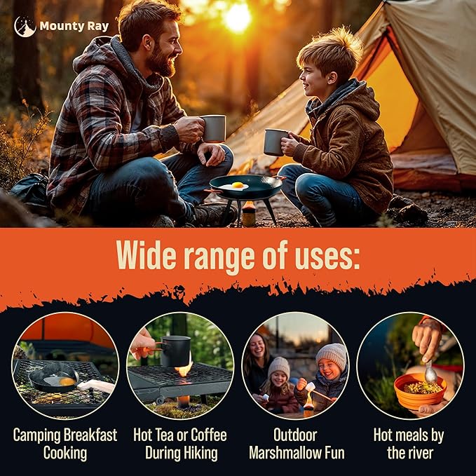 Portable Campfire - 8 pcs - up to 20 Min Burn Each - Emergency Fire Starters for Campfires - Survival Cooking Heat Source for Hiking, Emergency, Outdoor Stove or Grill