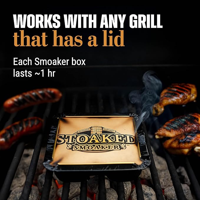 Stoaked Instant Smoaker 6-Pack, White Oak Wood Pellets, Disposable Smoker Box for Gas and Charcoal Grill, 1-Hour Burn Time, Great for Backyard BBQ