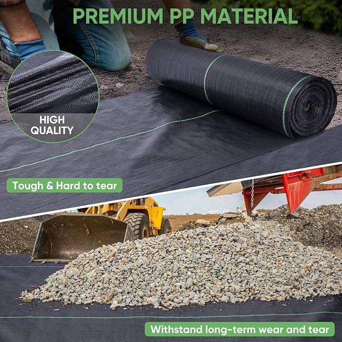 TICONN 4FTx300FT Weed Barrier Fabric Heavy Duty, 3.2Oz Landscape Fabric for Garden, Yard, Driveway, and Vegetable Cultivation (1PK)