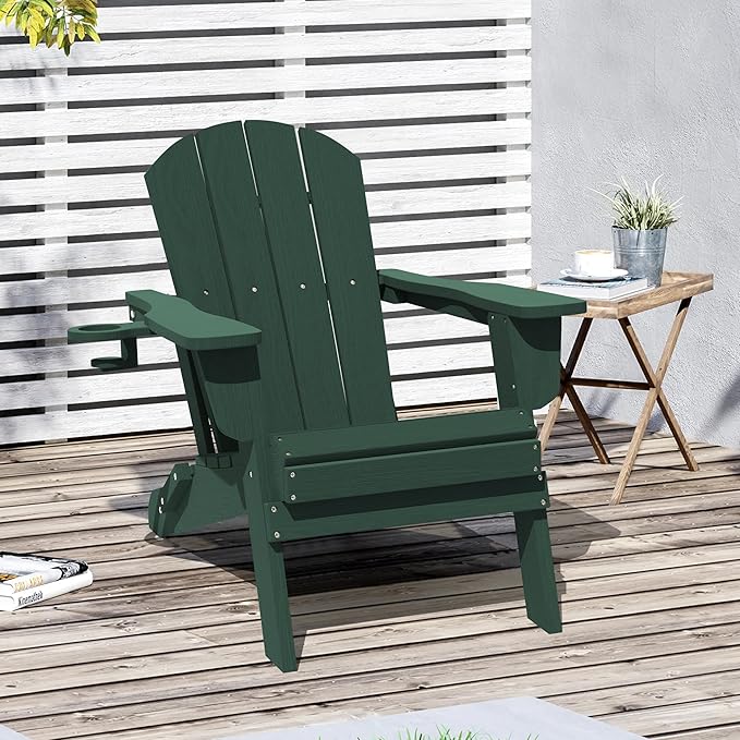 LOUNZY Folding Adirondack Chair Set of 2, Green