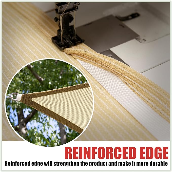 ColourTree 8' x 10' Beige Sun Shade Sail Rectangle Canopy - UV Block & Water Permeable, Heavy Duty Awning for Patio, Garden, Backyard, Yard & Outdoor (We Make Custom Size)