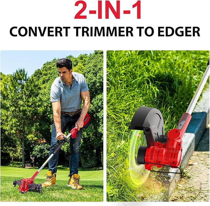 PowerSmart 40V Max Battery Powered Weed Eater and Cordless Leaf Blower Combo Kit with 4.0Ah Battery and Charger, String Trimmer and Weed Wacker 2-in-1 with Automated Feed Spool