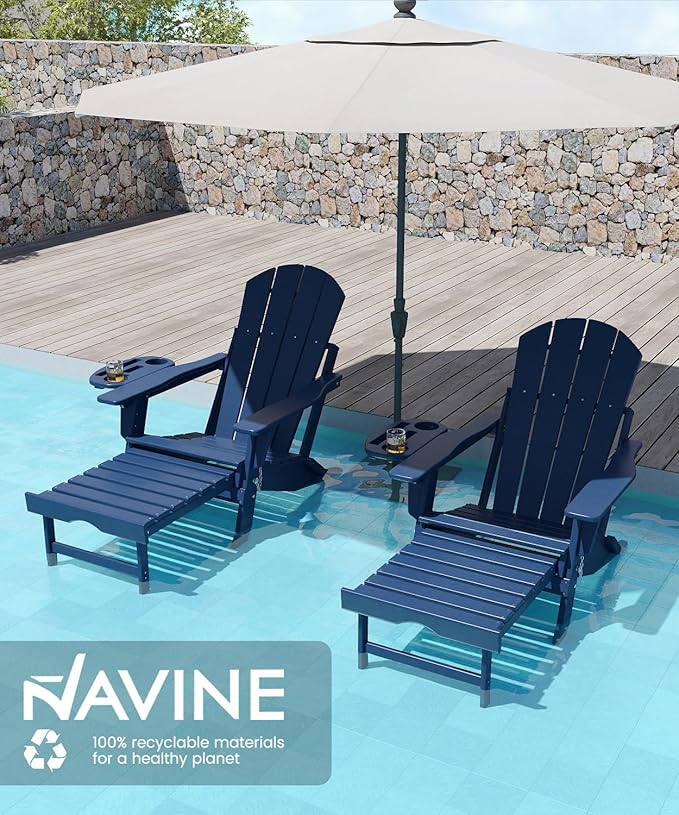 Adjustable Adirondack Chair with Retractable Ottoman Set of 8, HDPE Folding Adirondack Chair with Cup Holder, All Weather Fire Pit Chair for Outdoor.